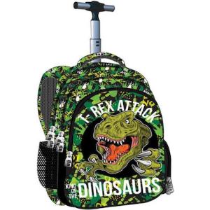 Back Me Up T-Rex Σχολική Τσάντα Τρόλεϊ Δημοτικού σε Πράσινο χρώμα Μ33 x Π28 x Υ48εκ Κωδικός: 357-13074