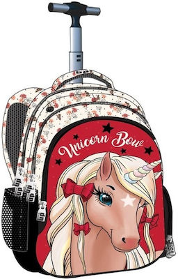 Back Me Up Unicorn Bow Σχολική Τσάντα Τρόλεϊ Δημοτικού σε Κόκκινο χρώμα Κωδικός: 357-14074