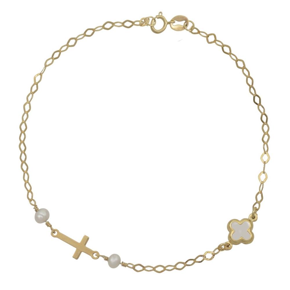 BRACELET SENZIO K9 Yellow Gold with Pearls 003114