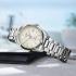 ROAMER Elite Automatic Beige Dial 42mm Silver Stainless Steel Bracelet Box Set with Brown Leather Strap 970983-41-05-20-7