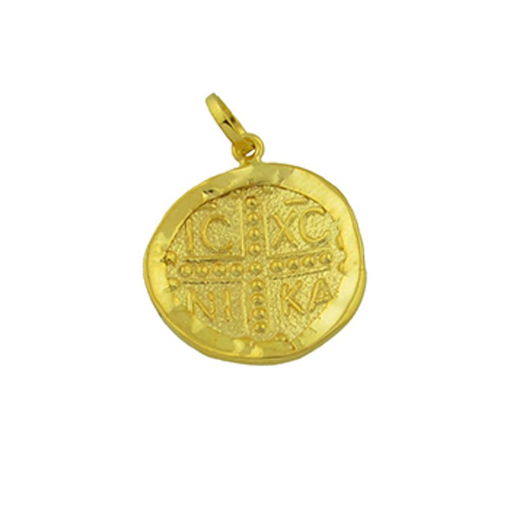 CHRISTIAN CHARMS Amulet Handmade Double Sided from K14 Yellow Gold 01-120.K14