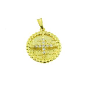 ΚΩΝΣΤΑΝΤΙΝΑΤΟ Φυλαχτό Χειροποίητο SENZIO Collection Κ9 Κίτρινο Χρυσό με Πέτρες Ζιργκόν 01-568.K9 - 46328