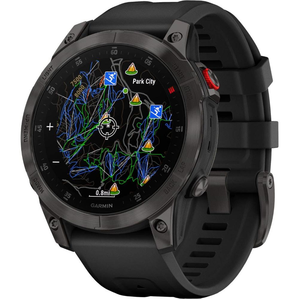 GARMIN Epix Sapphire Smartwatch 47mm Titanium Carbon Gray DLC with Black Band 010-02582-11