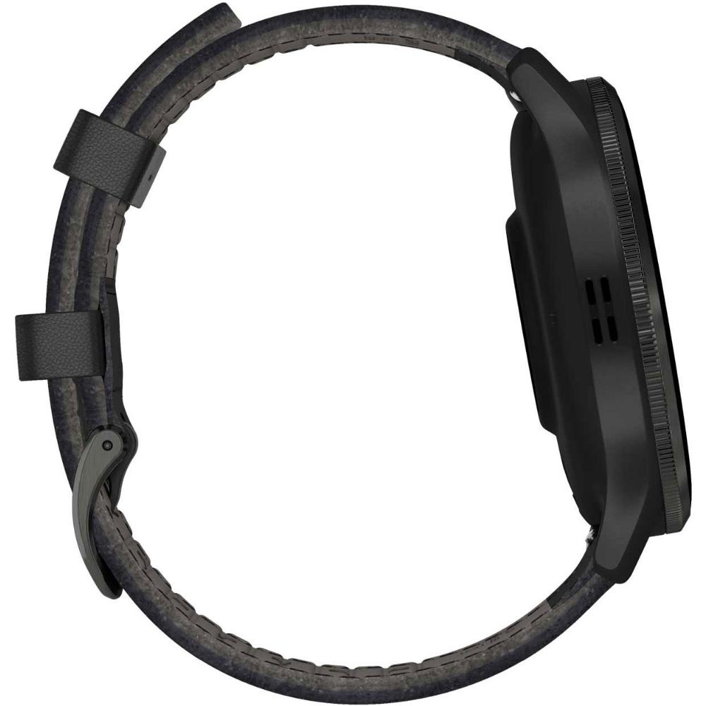 GARMIN Venu 3 Slate Bezel 45mm Black Leather Strap 010-02784-52