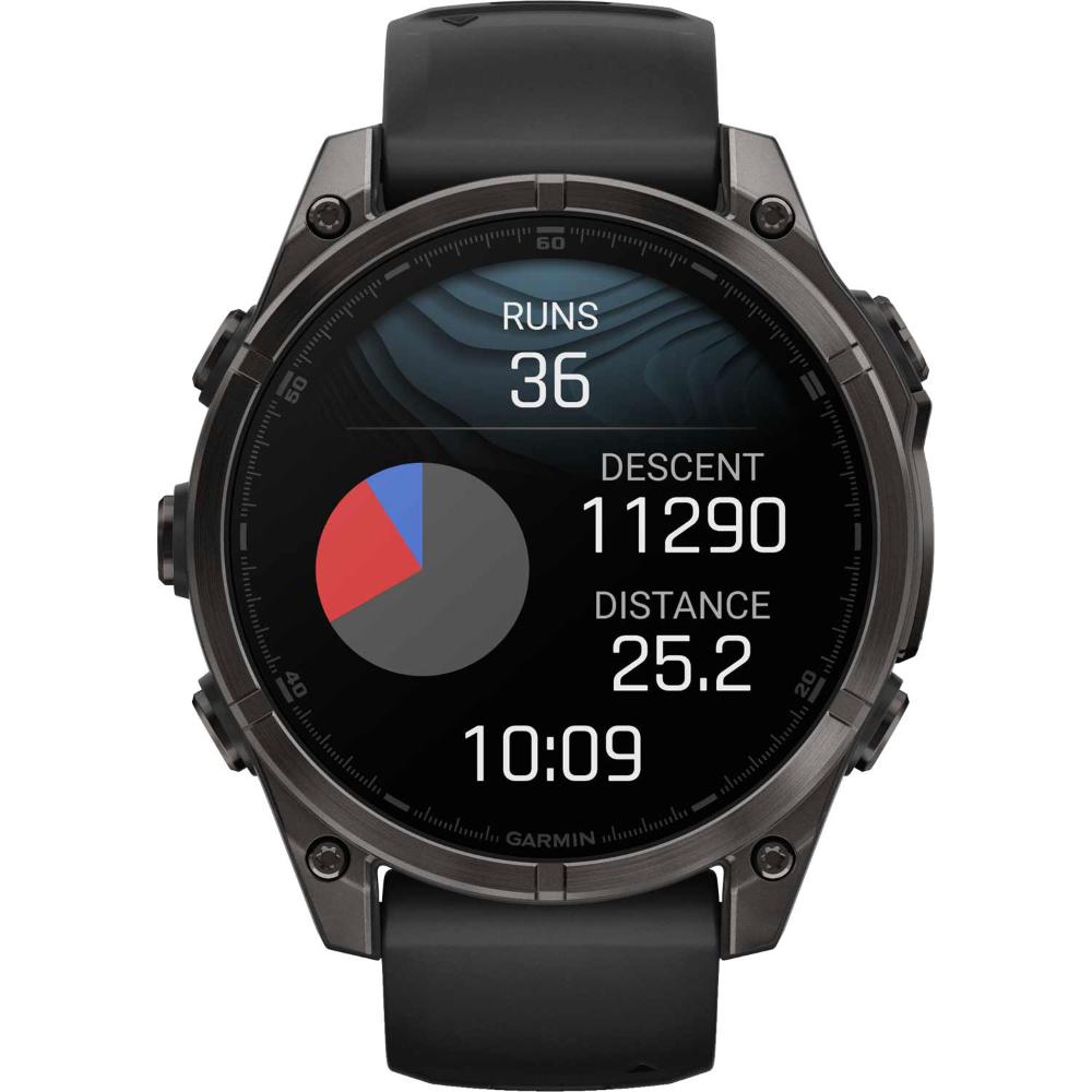 GARMIN Fenix 8 Amoled Carbon Gray DLC Titanium Edition 47mm with Black/Pebble Gray Silicone Strap 010-02904-21