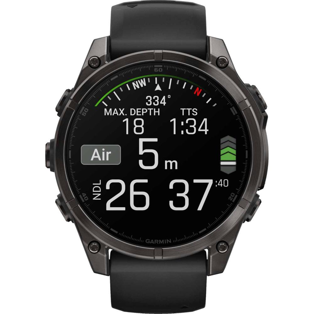 GARMIN Fenix 8 Amoled Carbon Gray DLC Titanium Edition 47mm with Black/Pebble Gray Silicone Strap 010-02904-21