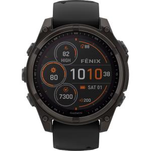 GARMIN Fenix 8 Solar Sapphire DLC Titanium Carbon Gray 47mm with Black/Pebble Gray Silicone Strap 010-02906-11 - 51391