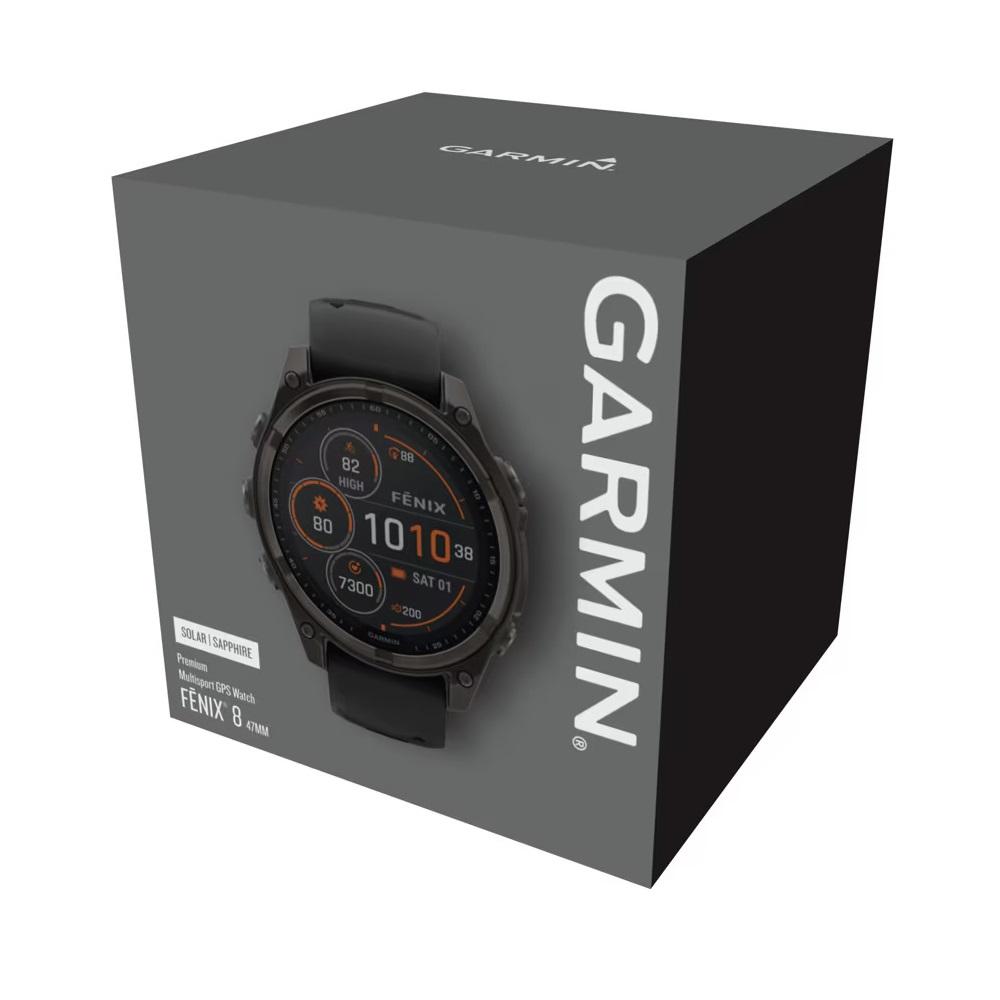 GARMIN Fenix 8 Solar Sapphire DLC Titanium Carbon Gray 47mm with Black/Pebble Gray Silicone Strap 010-02906-11 - 11