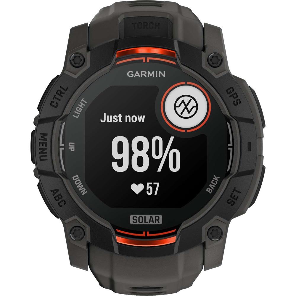 GARMIN Instict 3 SOLAR 50mm Black with Charcoal Silicone Band 010-02935-00