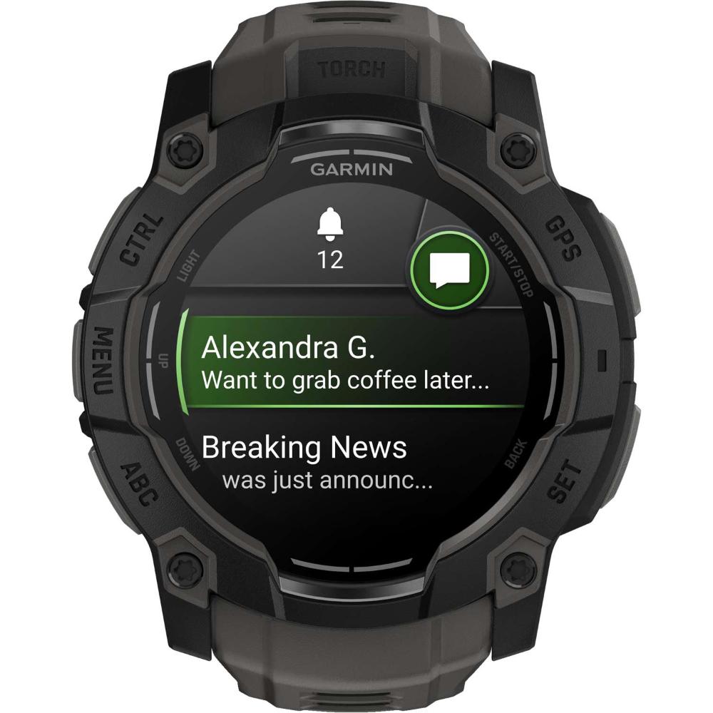 GARMIN Instict 3 AMOLED 50mm Black with Charcoal Silicone Band 010-03020-00