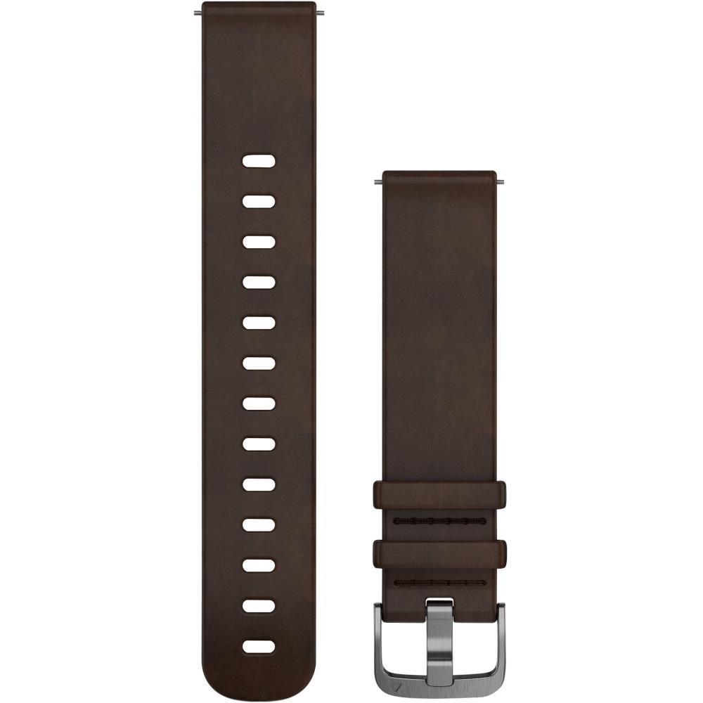 GARMIN Quick Release Bands (20 mm) Dark Brown Leather with Silver Hardware 010-12691-01