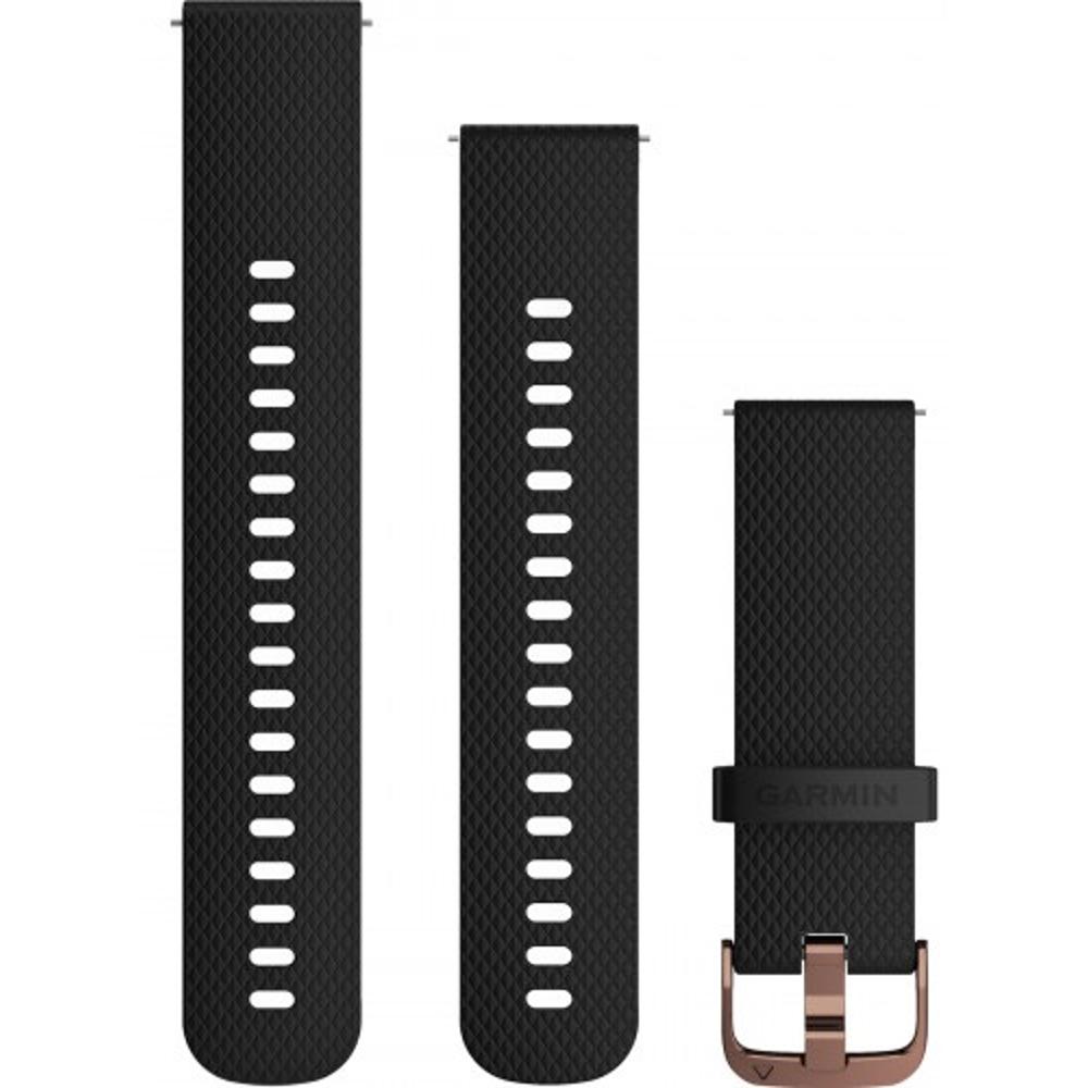 GARMIN Quick Release Bands (20 mm) Black Silicone with Rose Gold Hardware 010-12691-03