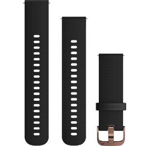 GARMIN Quick Release Bands (20 mm) Black Silicone with Rose Gold Hardware 010-12691-03 - 11698