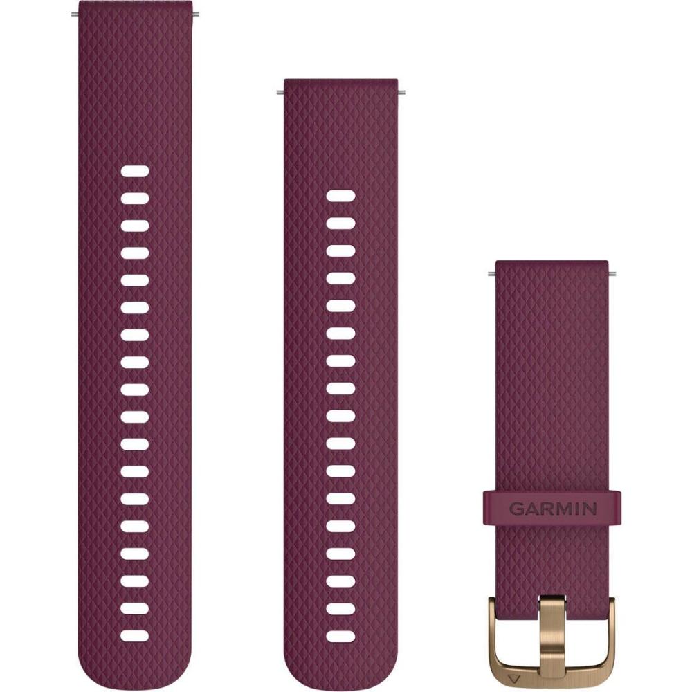 GARMIN Quick Release Bands (20 mm) Berry Silicone with Light Gold Hardware 010-12691-05