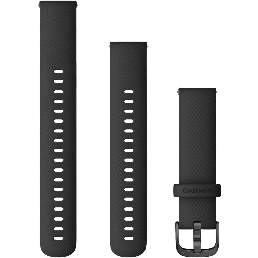 GARMIN Quick Release Bands (18 mm) Black Silicone with Slate Hardware 010-12932-01