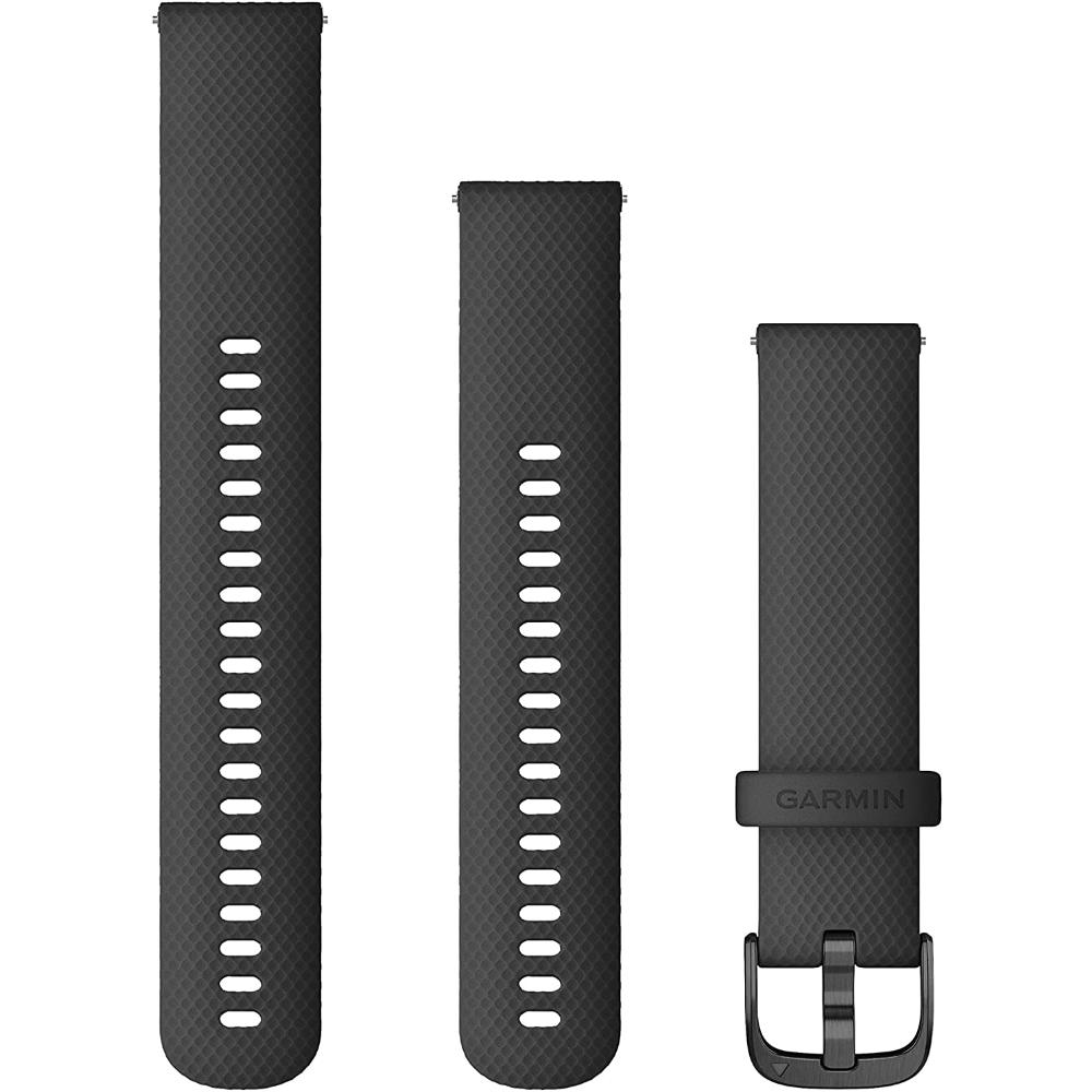 GARMIN Quick Release Bands (20 mm) Black Silicone with Slate Hardware 010-12932-11