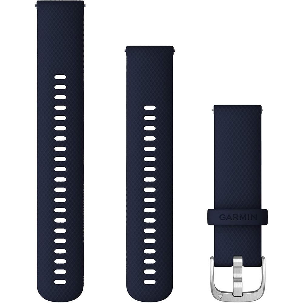 GARMIN Quick Release Bands (22 mm) Midnight Blue Silicone with Silver Hardware 010-12932-2A