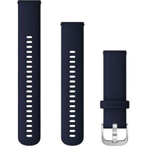 GARMIN Quick Release Bands (22 mm) Midnight Blue Silicone with Silver Hardware 010-12932-2A - 11898