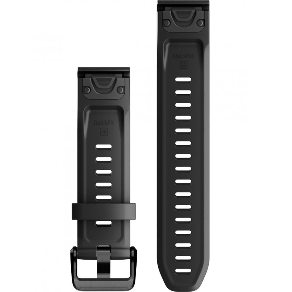 GARMIN QuickFit Bands (20mm) Black Silicone with Slate Hardware 010-13102-00