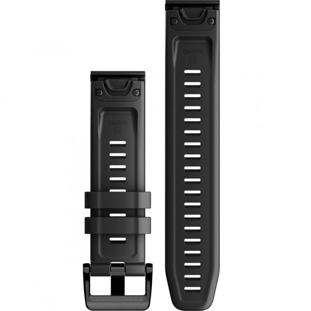 GARMIN QuickFit Bands (22mm) Black Silicone with Slate Hardware 010-13111-00