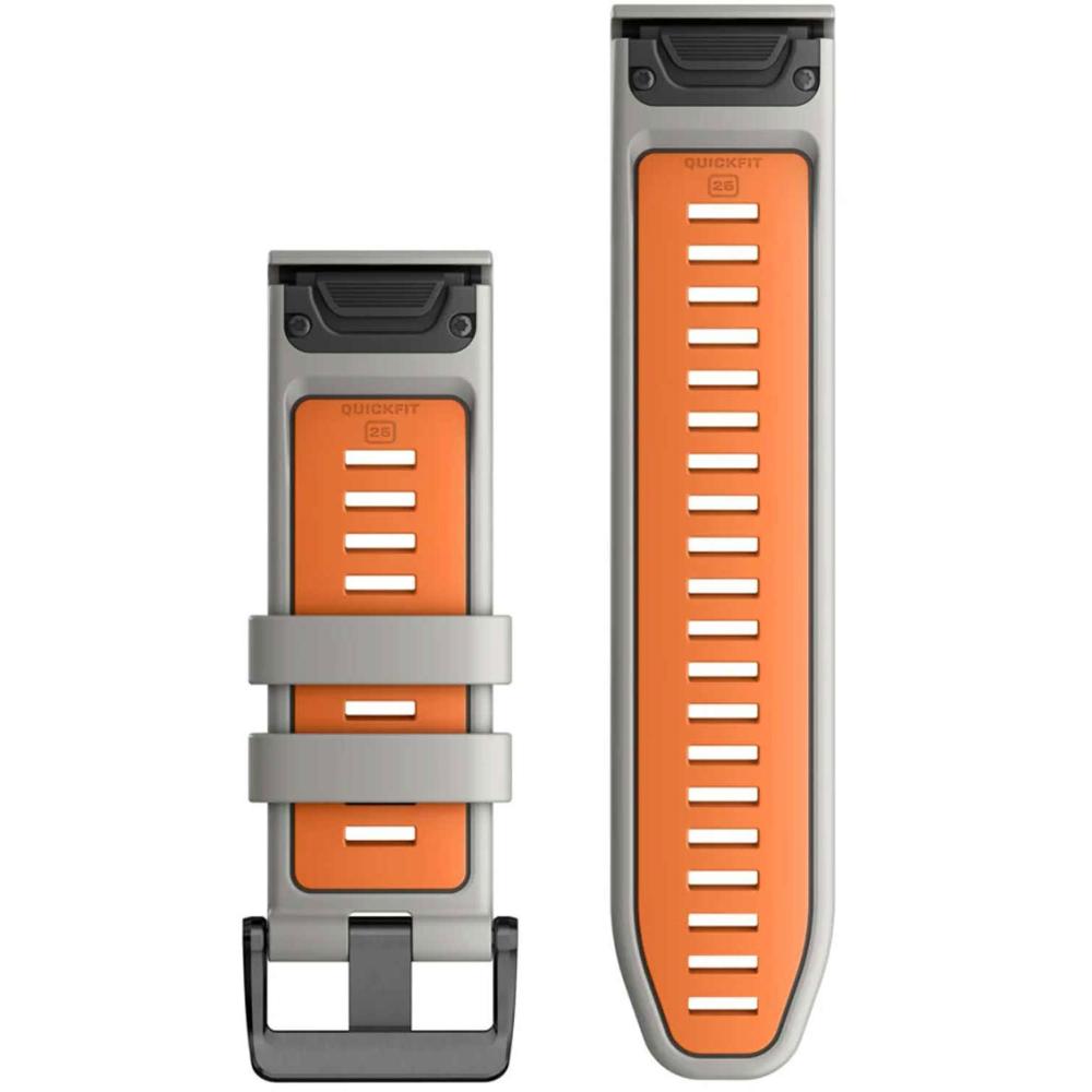 GARMIN QuickFit Bands (26 mm) Fog Gray/Ember Orange Silicone with Slate Hardware 010-13281-02