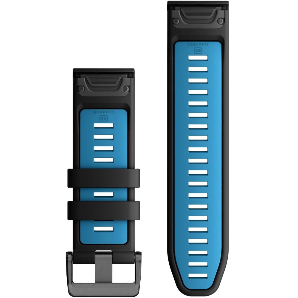 GARMIN QuickFit Bands (26 mm) Black/Cirrus Blue Silicone with Slate Hardware 010-13281-05