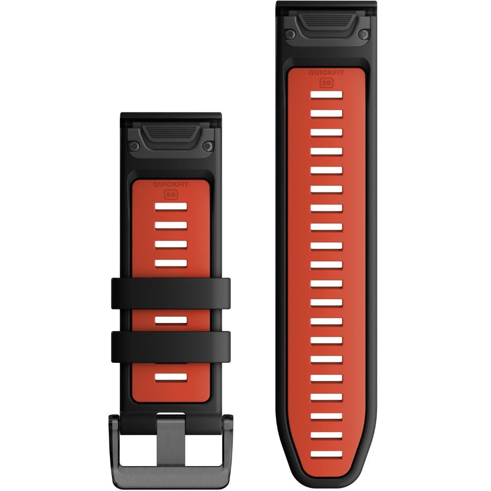 GARMIN QuickFit Bands (26 mm) Black/Flame Red Silicone with Slate Hardware 010-13281-06