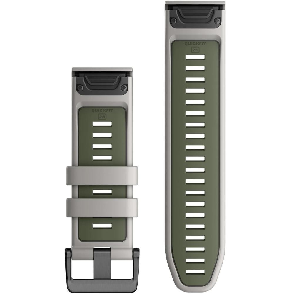 GARMIN QuickFit Bands (26 mm) Fog Gray/Moss Silicone with Slate Hardware 010-13281-08