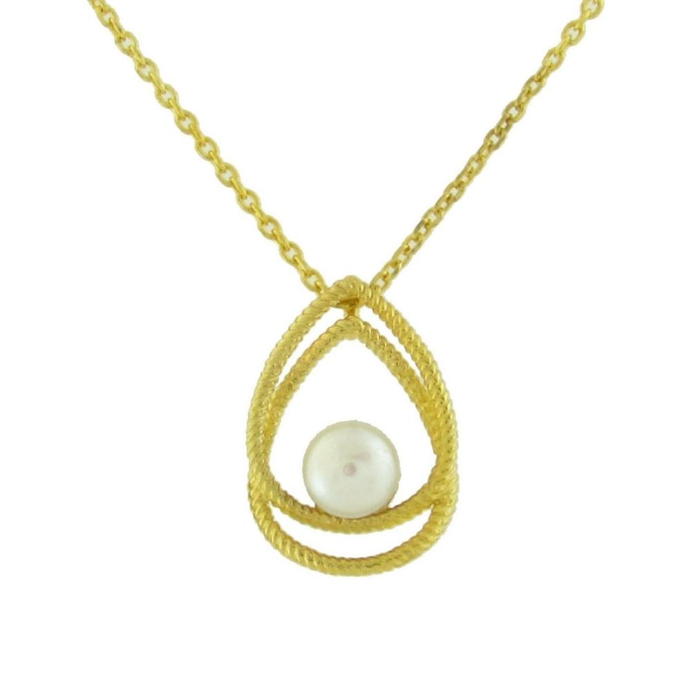 NECKLACE SENZIO Collection Yellow Gold K9 with Pearl 02-1076.K9