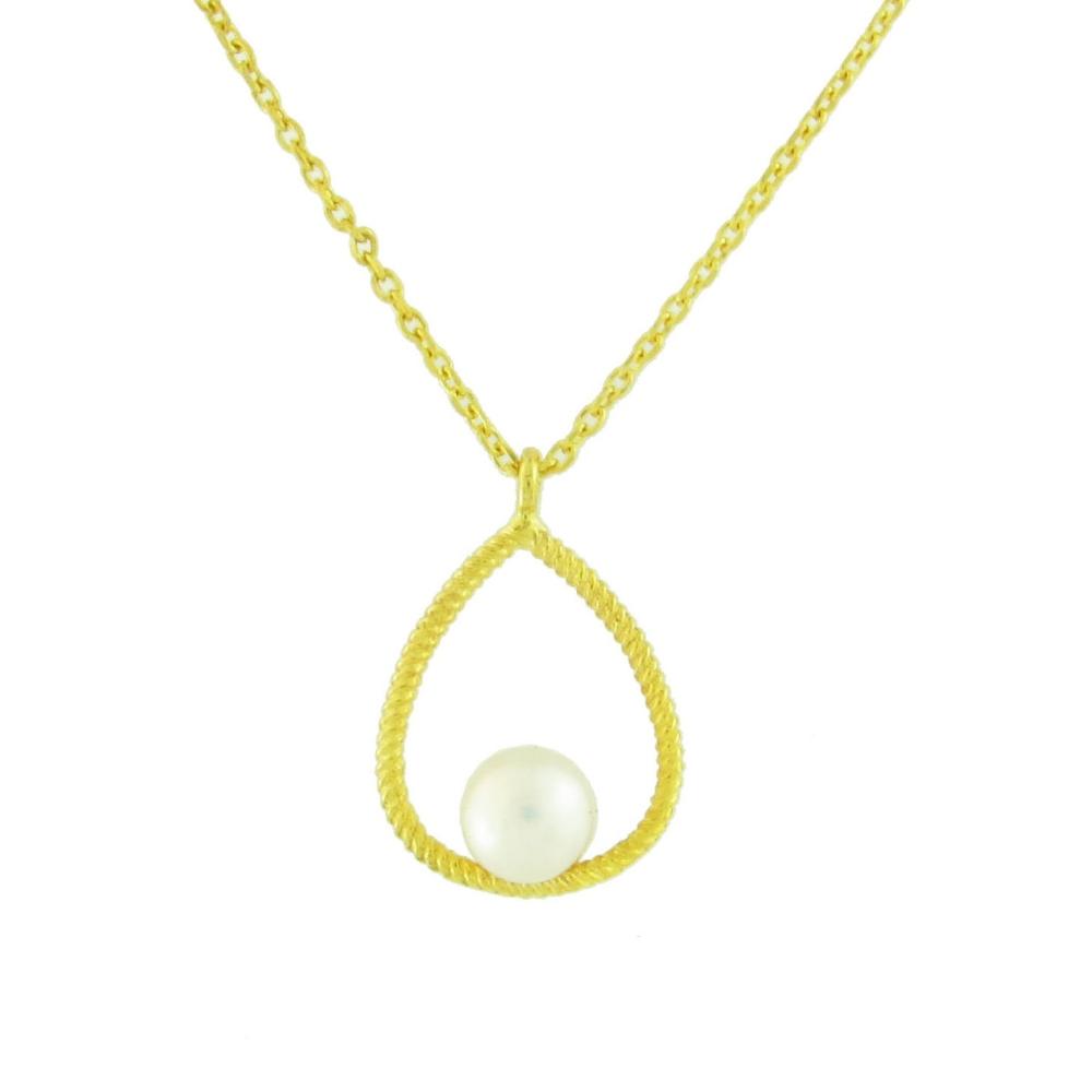 NECKLACE SENZIO Collection Yellow Gold K9 with Pearl 02-1077.K9