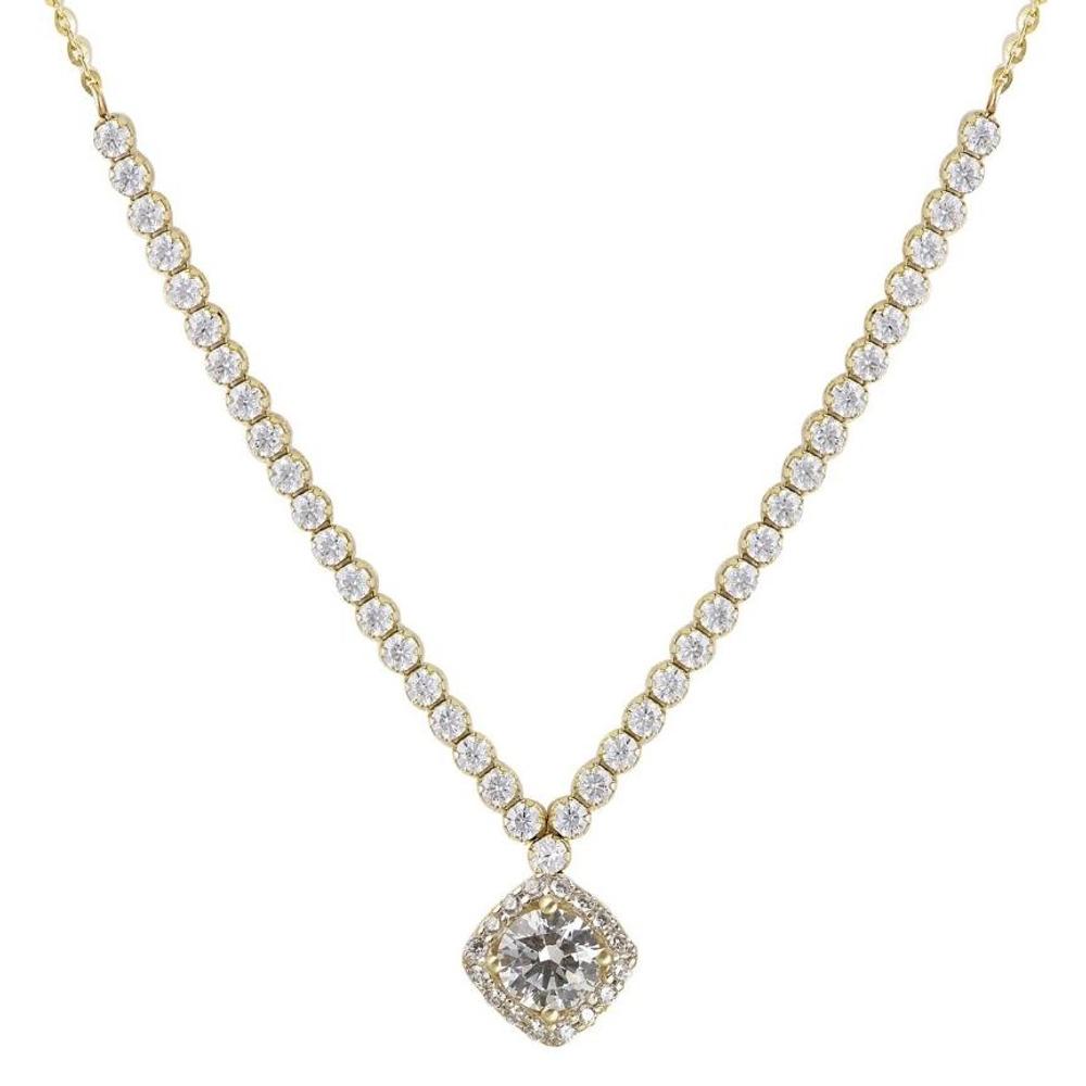 NECKLACE Women's Rosette Riviera Yellow Gold K9 with White Zircon Stones N-FDR794-1CHRIB2-G