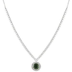 NECKLACE Rosette with Zircon in 9K White Gold 046842W - 29707