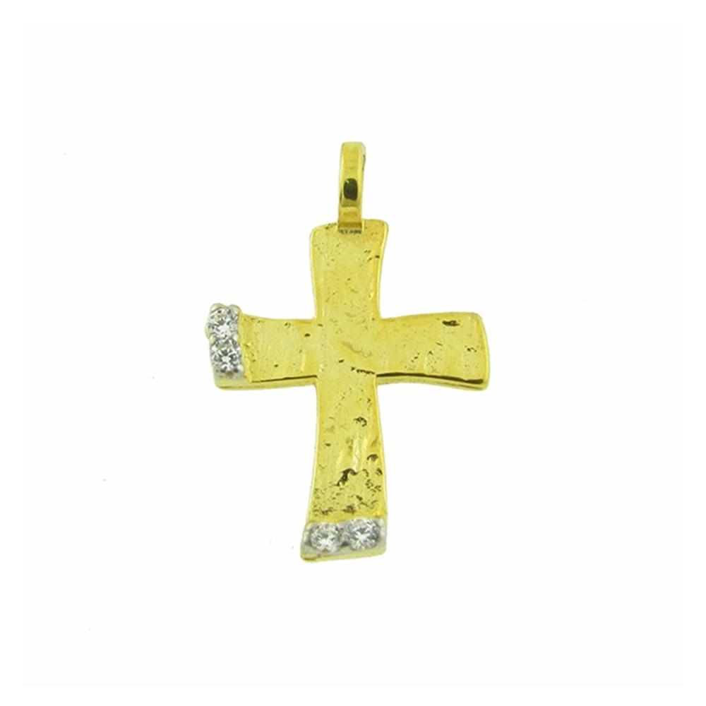 CROSS Lady's Handmade from Yellow Gold K9 with Zircon Stones 06-1006.K9