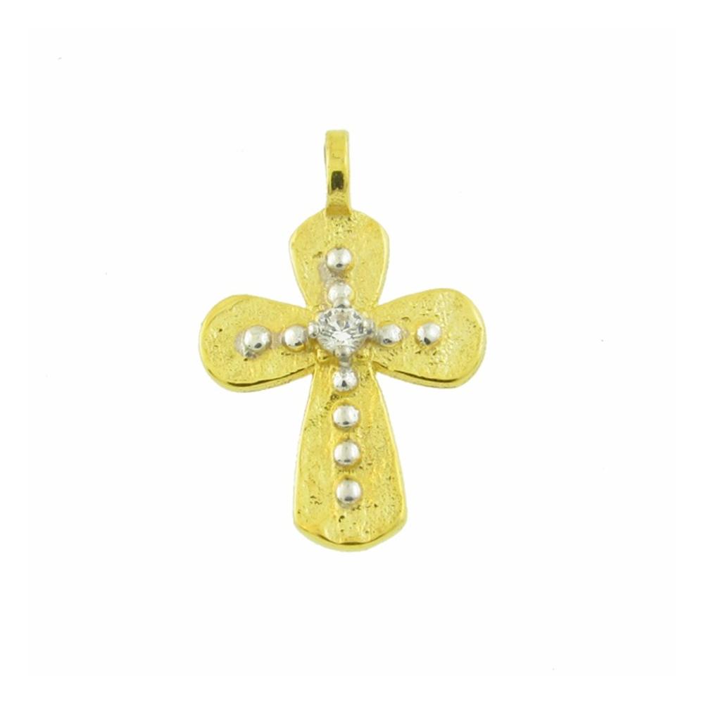 CROSS Lady's Handmade from White and Yellow Gold K9 with Zircon Stones 06-1012.K9