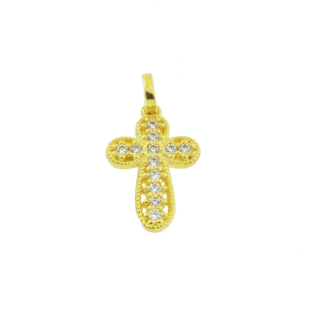 CROSS Lady's Handmade from Yellow Gold Κ9 with Zircon Stones 06-1162.K9