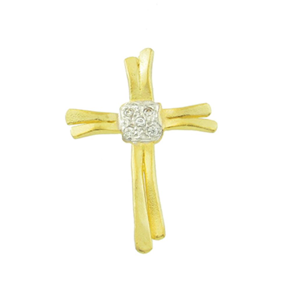 CROSS Lady's Handmade from White and Yellow Gold K9 with Zircon Stones 06-554.K9