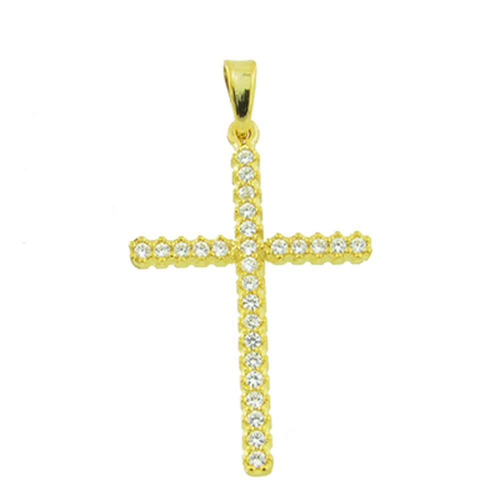 CROSS Lady's Handmade from Yellow Gold K14 with Zircon 06-947.K14