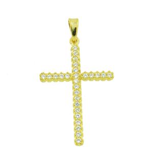 CROSS Lady's Handmade from Yellow Gold K14 with Zircon 06-947.K14 - 48844