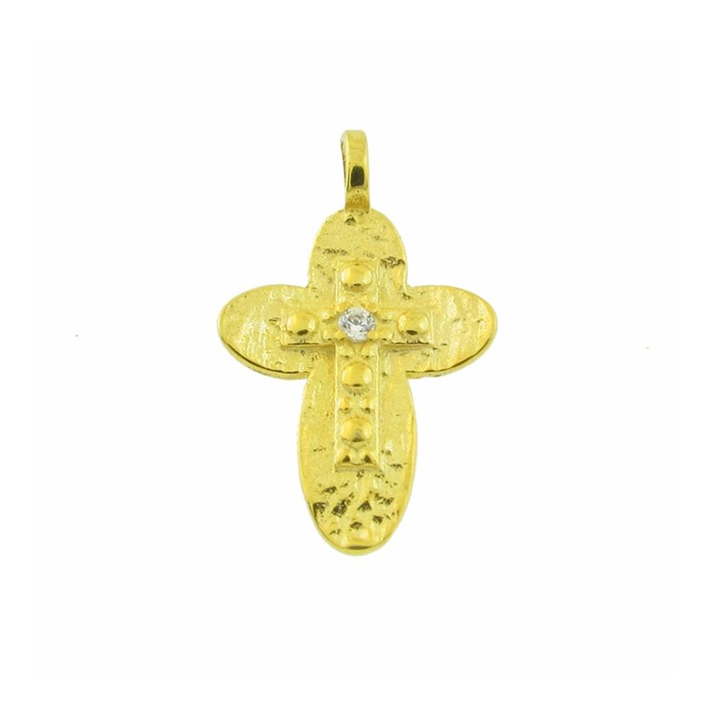 CROSS Lady's Handmade from Yellow Gold K9 with Zircon Stones 06-996.K9