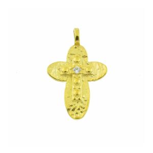 ΣΤΑΥΡΟΣ Γυναικείος Χειροποίητος από Κίτρινο Χρυσό K9 με Πέτρες Ζιργκόν 06-996.K9 - 46422