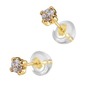 EARRINGS Single Stone Gold K9 with Zircon Stones 09E-0026 - 61511