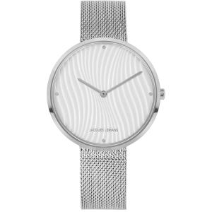 JACQUES LEMANS Design Collection Three Hands 36mm Silver Stainless Steel Mesh Bracelet 1-2093G - 11048