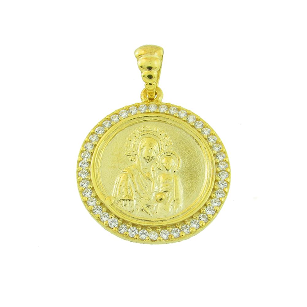ΠΑΝΑΓΙΤΣΑ Φυλαχτό Χειροποίητη SENZIO Collection από Κ9 Κίτρινο Χρυσό με πέτρες Ζιργκόν 01-545.K9