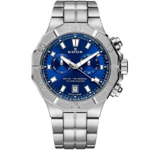 EDOX Delfin The Original Chronograph Blue Dial 43mm Silver Stainless Steel Bracelet 10113-3M-BUIN - 44386
