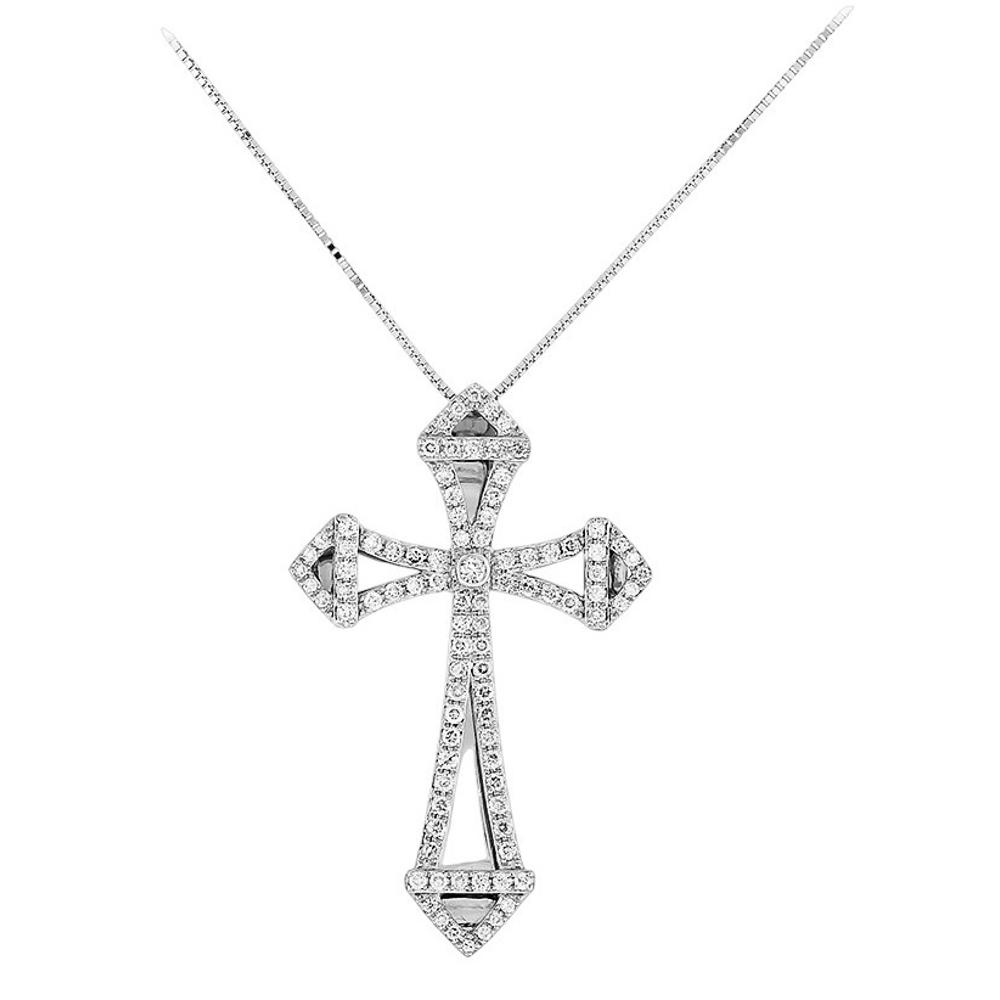 CROSS with Chain SENZIO Collection K18 White Gold with Brilliant Diamonds 122A-195D