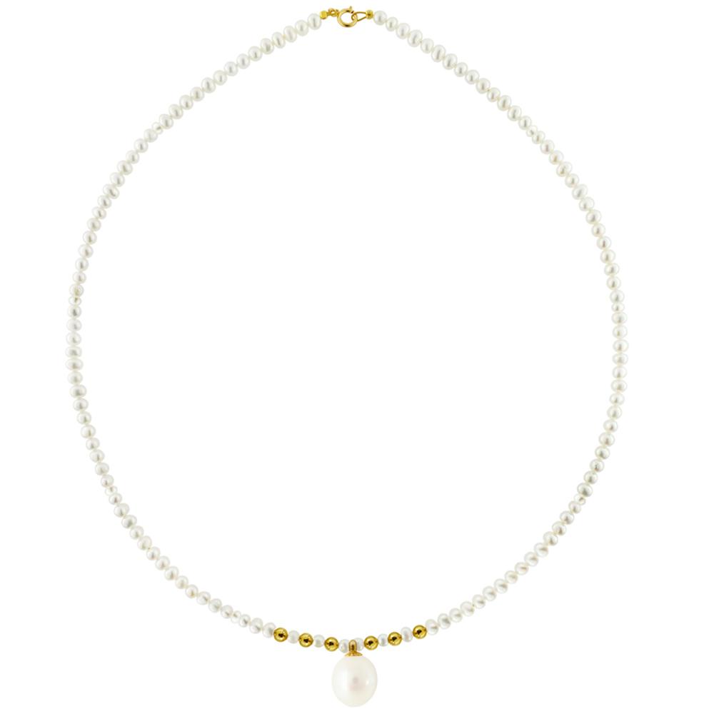 NECKLACE SENZIO with Pearls in 14K Yellow Gold 123385CN709