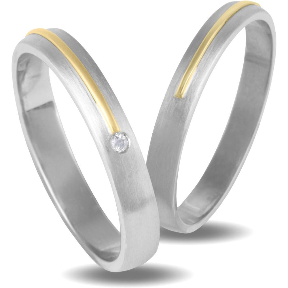 VERES4EVER Collection Wedding Rings White and Yellow Gold V2001CZ