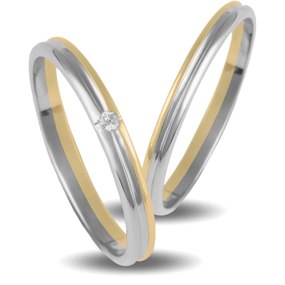 VERES4EVER Collection Wedding Rings White and Yellow Gold V2004CZ