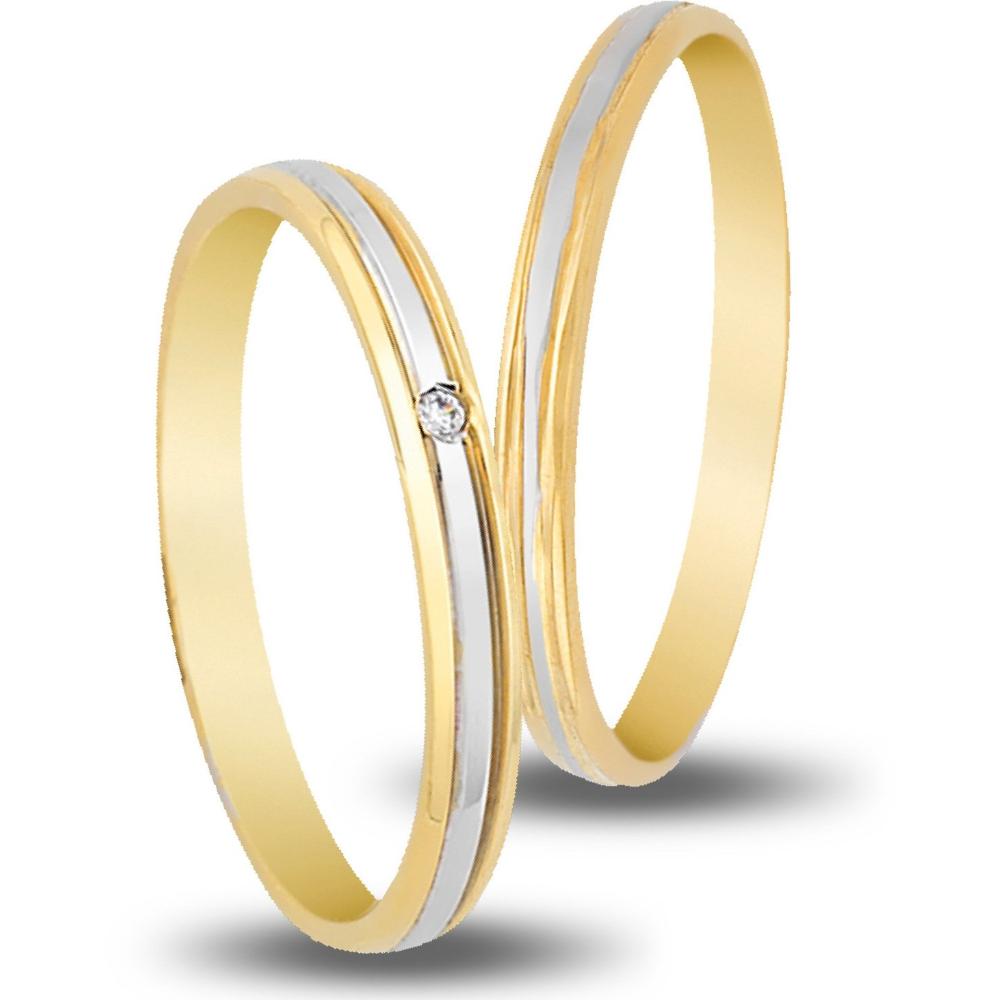 VERES4EVER Collection Wedding Rings White and Yellow Gold V2127CZ