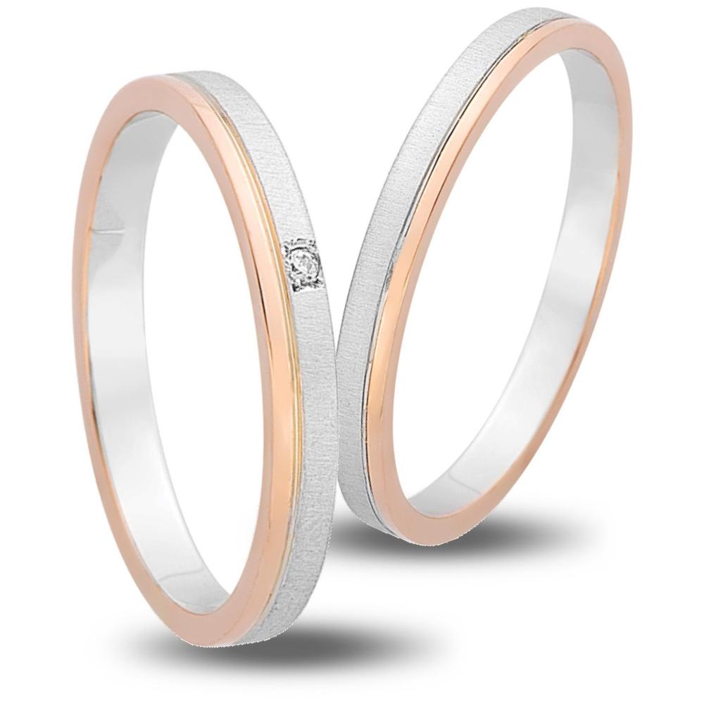 VERES4EVER Collection Wedding Rings White and Rose Gold V5015CZ